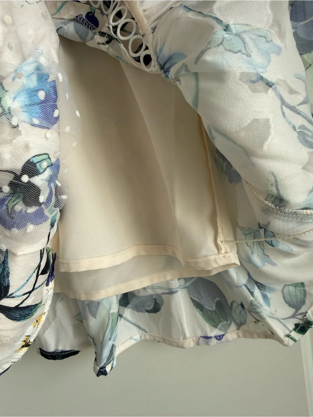 NWT Floral Lace-Trim Ruffle Slip Dress - Blue & Cream - Picture 10 of 13